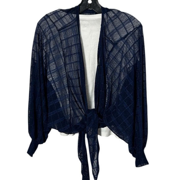EMBER sheer blue cardigan,tie knot,batwing sleeves,L,dainty,cottagecore,relax - Picture 3 of 10